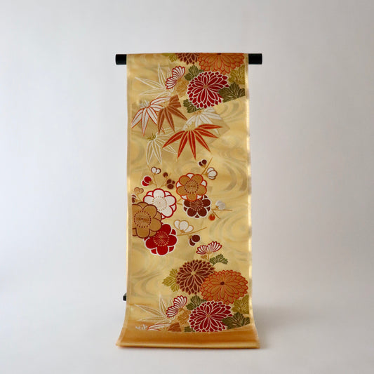 袋帯「流水色紙花文」梅垣織物