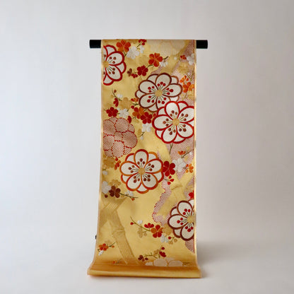 袋帯「竹垣梅花文」梅垣織物