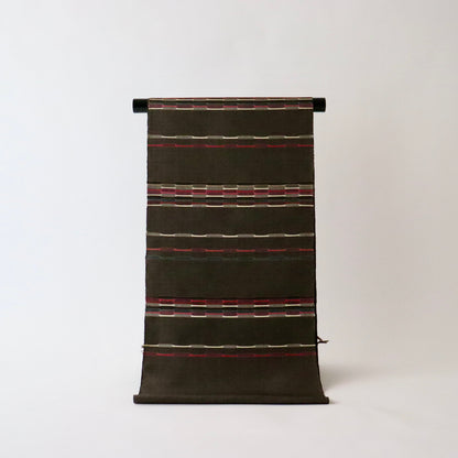 九寸名古屋帯「草木染手織 - 吉野間道」藤山千春 / 錦霞染織工房