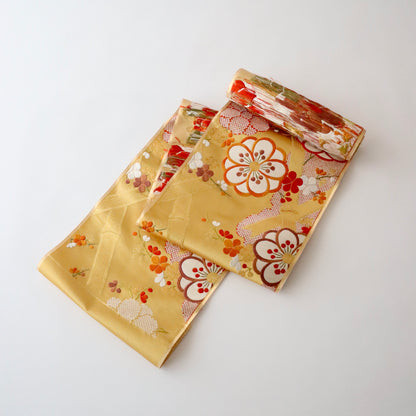 袋帯「竹垣梅花文」梅垣織物