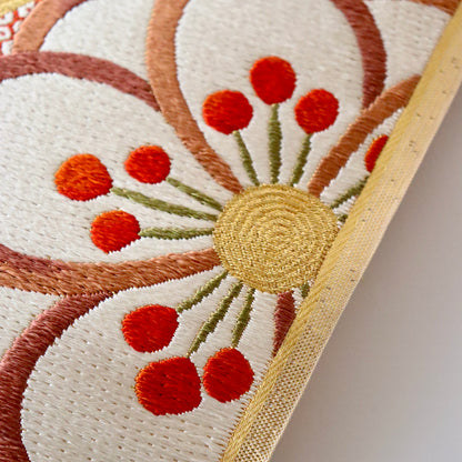 袋帯「竹垣梅花文」梅垣織物