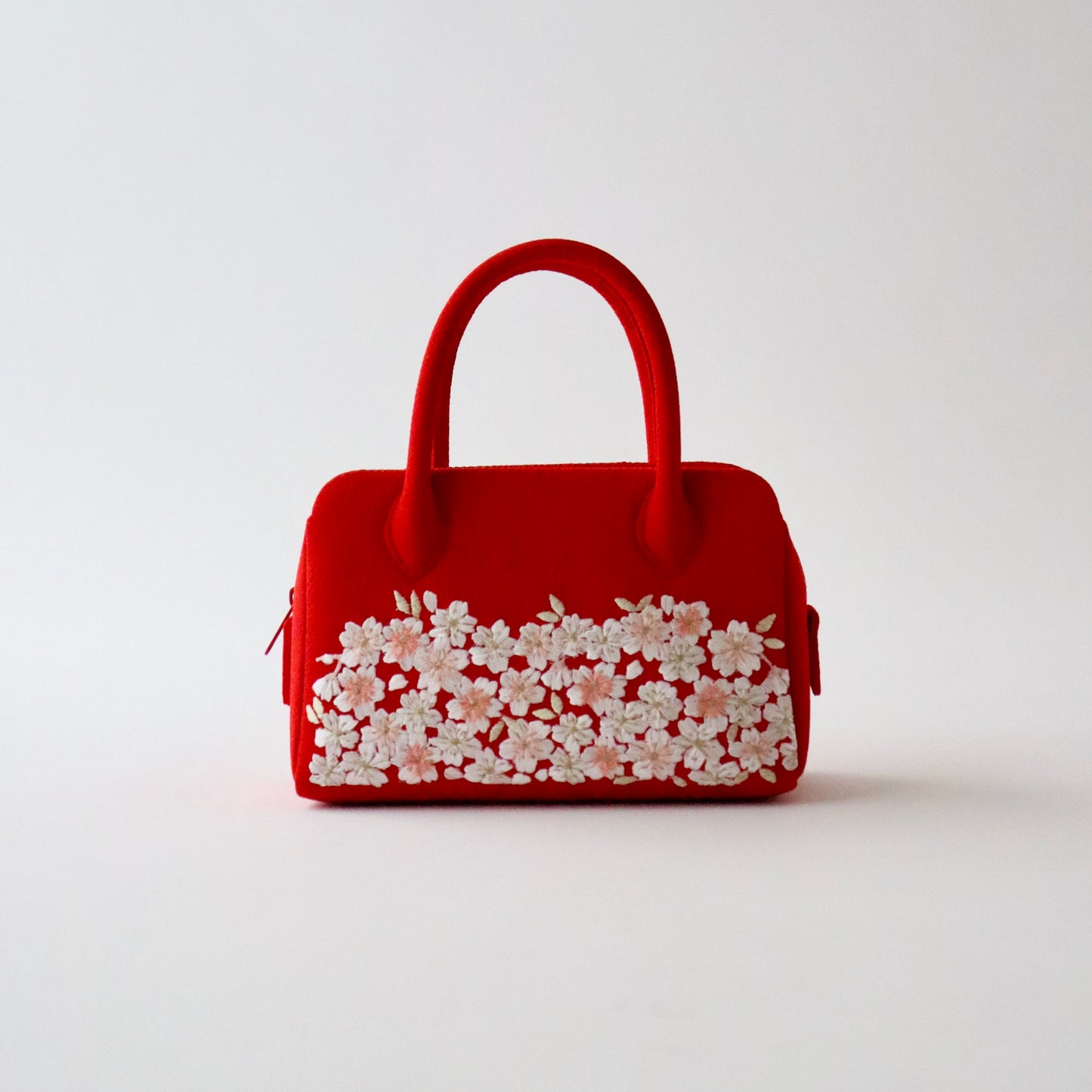 利休バッグ | 七五三 | 七歳 | 正絹 | 桜 | 赤 | 刺繍 | 大原商店
