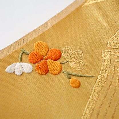 袋帯「竹垣梅花文」梅垣織物