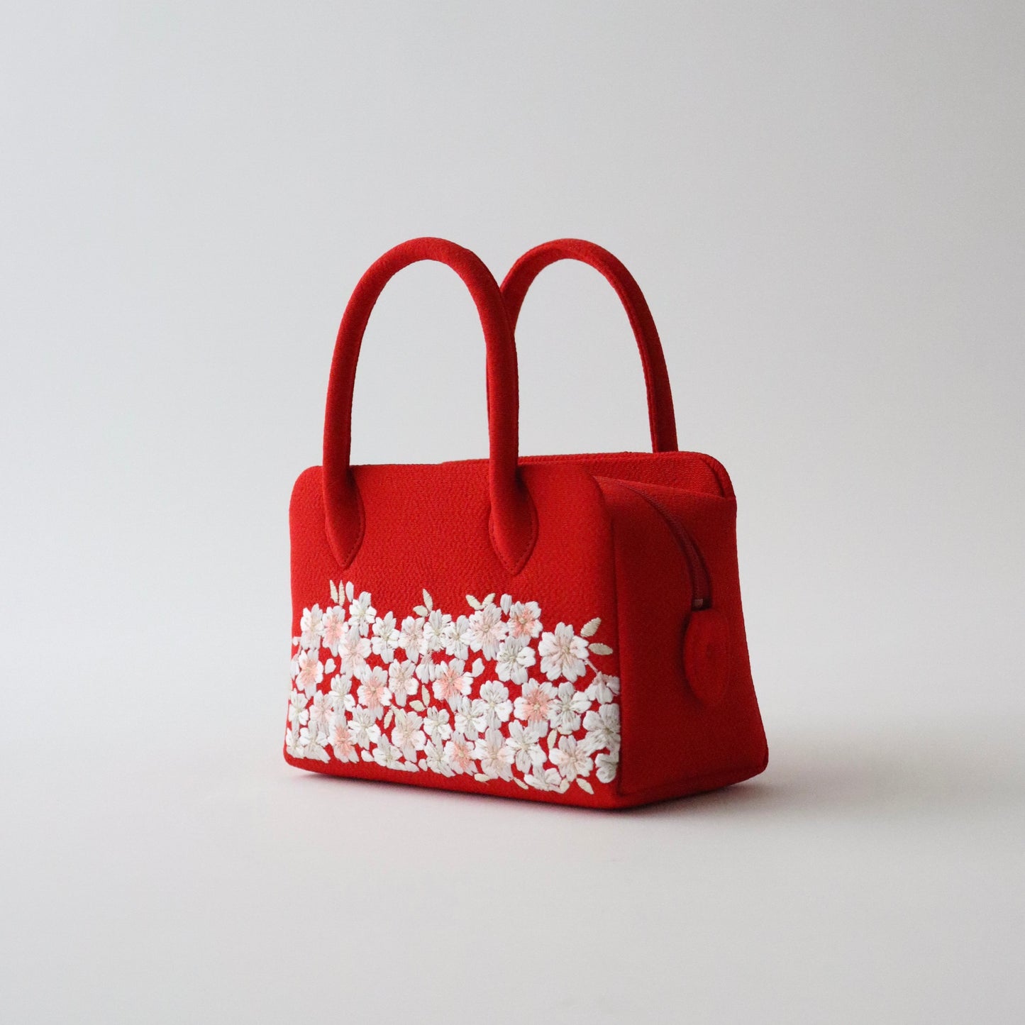 利休バッグ | 七五三 | 七歳 | 正絹 | 桜 | 赤 | 刺繍 | 大原商店