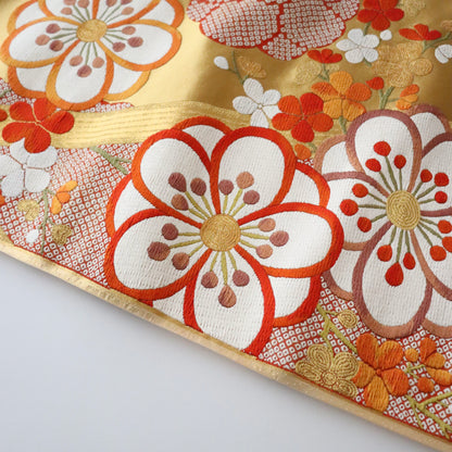 袋帯「竹垣梅花文」梅垣織物