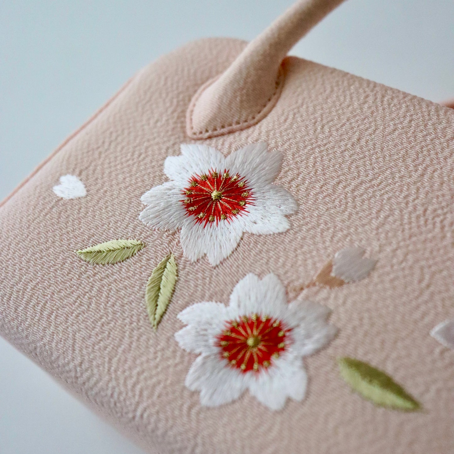 利休バッグ | 七五三 | 七歳 | 正絹 | 桜 | 薄紅 | 刺繍 | 大原商店