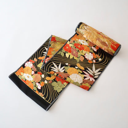 袋帯「流水菊椿文」梅垣織物