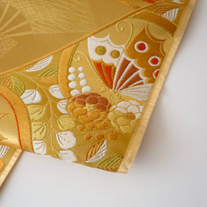袋帯「斜扇面花蝶文」梅垣織物