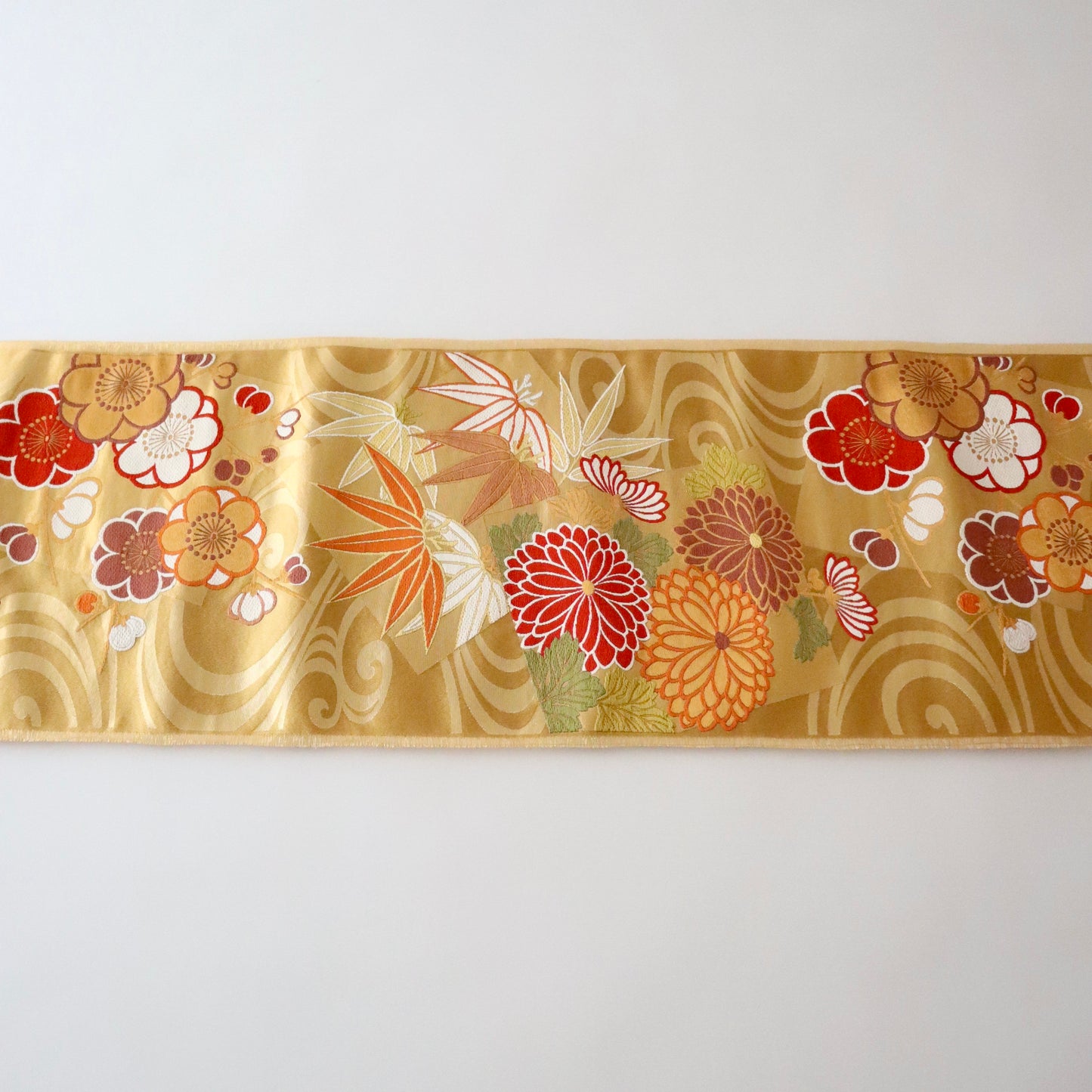 袋帯「流水色紙花文」梅垣織物