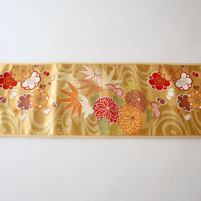 袋帯「流水色紙花文」梅垣織物