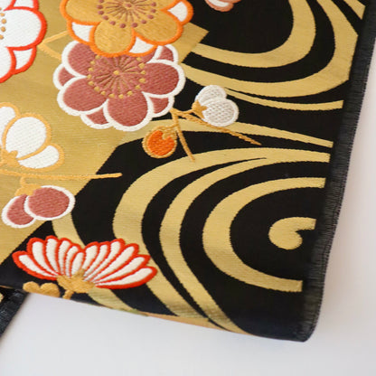 袋帯「流水色紙花文」梅垣織物