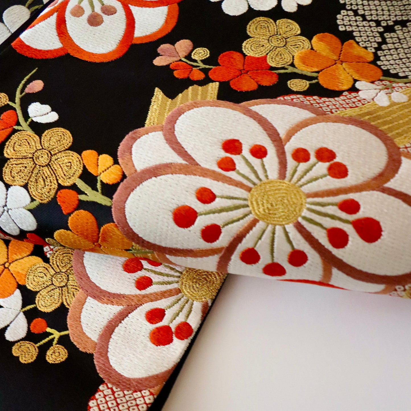 袋帯「竹垣梅花文」梅垣織物