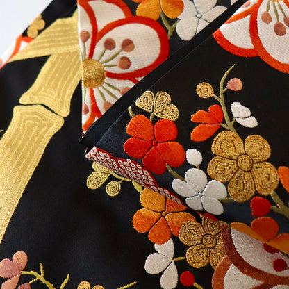 袋帯「竹垣梅花文」梅垣織物