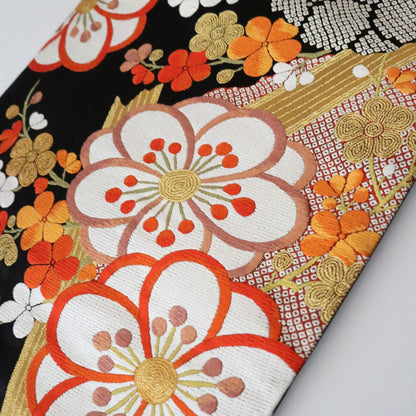 袋帯「竹垣梅花文」梅垣織物