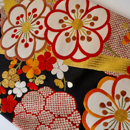 袋帯「竹垣梅花文」梅垣織物