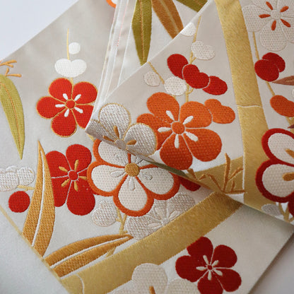 袋帯「松竹梅花文」梅垣織物