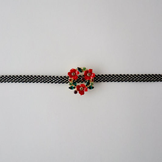 帯留「フラワーリース」大原商店