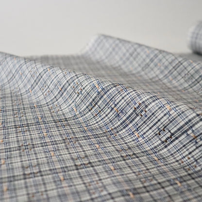 与那国花織「草木染/花織格子 - 薄墨」てぃぬはな工房：つのだれい子