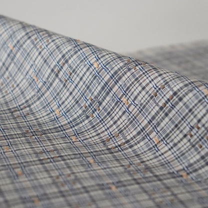 与那国花織「草木染/花織格子 - 薄墨」てぃぬはな工房：つのだれい子