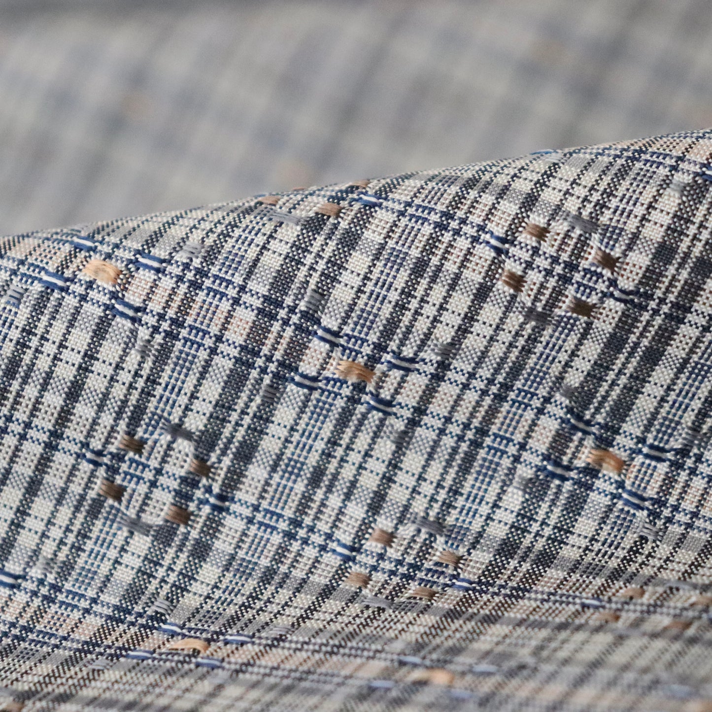 与那国花織「草木染/花織格子 - 薄墨」てぃぬはな工房：つのだれい子