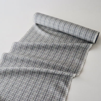 与那国花織「草木染/花織格子 - 薄墨」てぃぬはな工房：つのだれい子