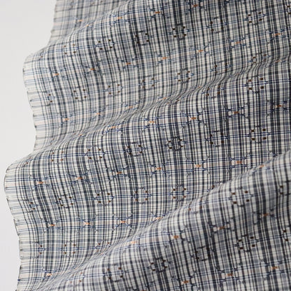 与那国花織「草木染/花織格子 - 薄墨」てぃぬはな工房：つのだれい子