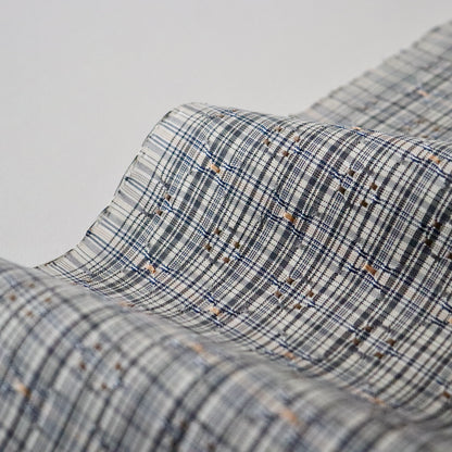 与那国花織「草木染/花織格子 - 薄墨」てぃぬはな工房：つのだれい子