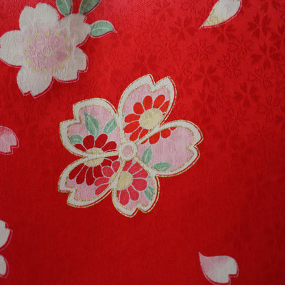 被布 | 七五三 | 三歳 | 正絹 | 桜 | 赤白 | 型友禅