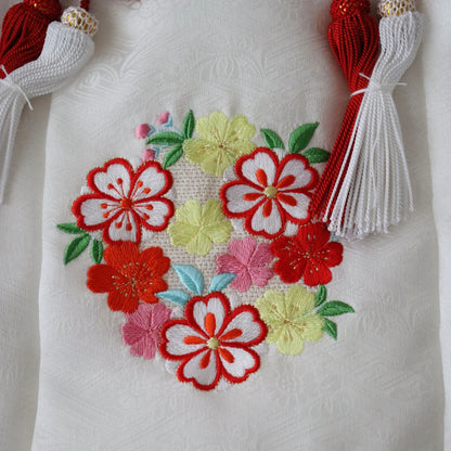 被布 | 七五三 | 三歳 | 正絹 | 薬玉 | 白 | 刺繍