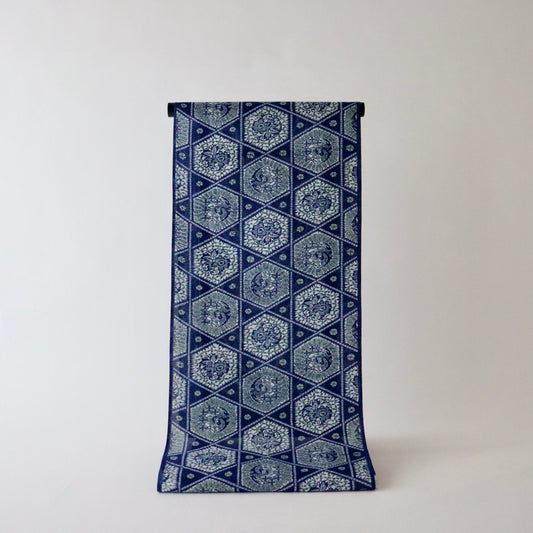 綿絽ゆかた「籠目花 - 加賀染」坂口染工房