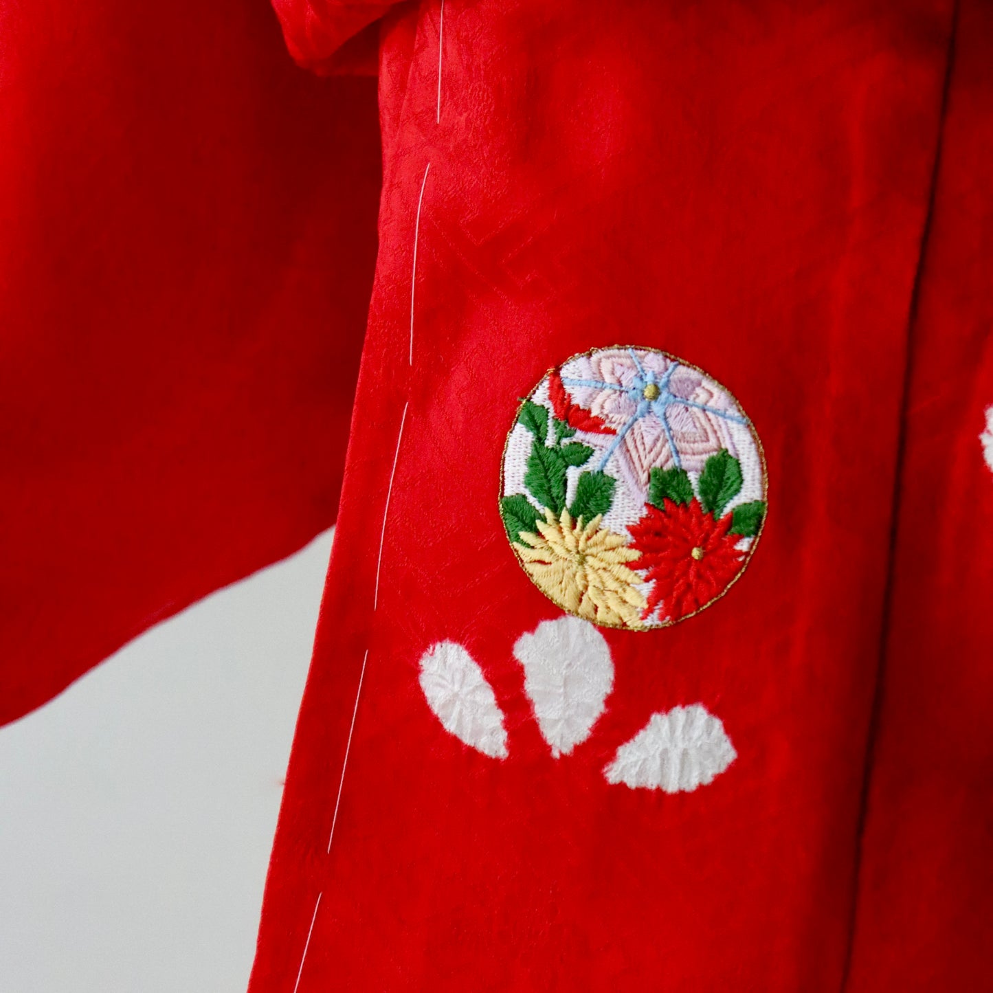 御祝着セット | 七五三 | 三歳 | 正絹 | 赤 | 鞠 | 花籠 | 刺繍