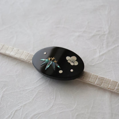 帯留「螺鈿 - 竹梅」大原商店