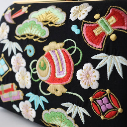 草履バッグセット「宝尽くし - blk」和小物さくら