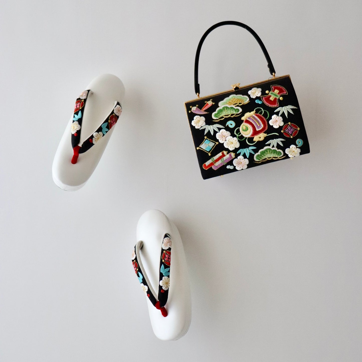 草履バッグセット「宝尽くし - blk」和小物さくら