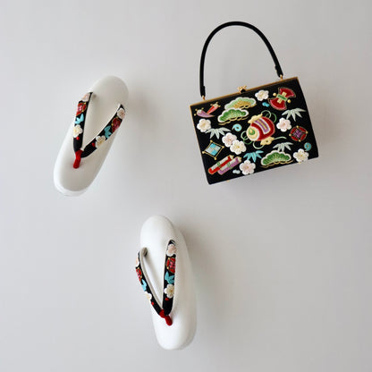 草履バッグセット「宝尽くし - blk」和小物さくら