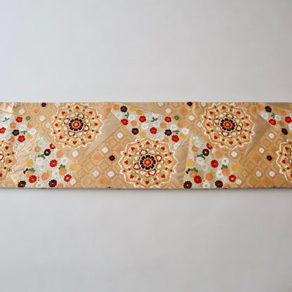 袋帯「裂形名錦寿宝文」河合美術織物