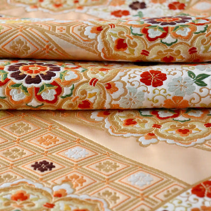 袋帯「裂形名錦寿宝文」河合美術織物