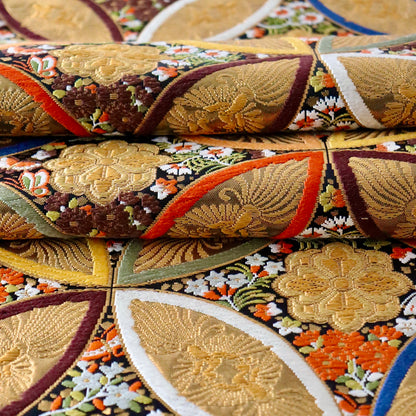 袋帯「彩七宝寿蝶華文」河合美術織物