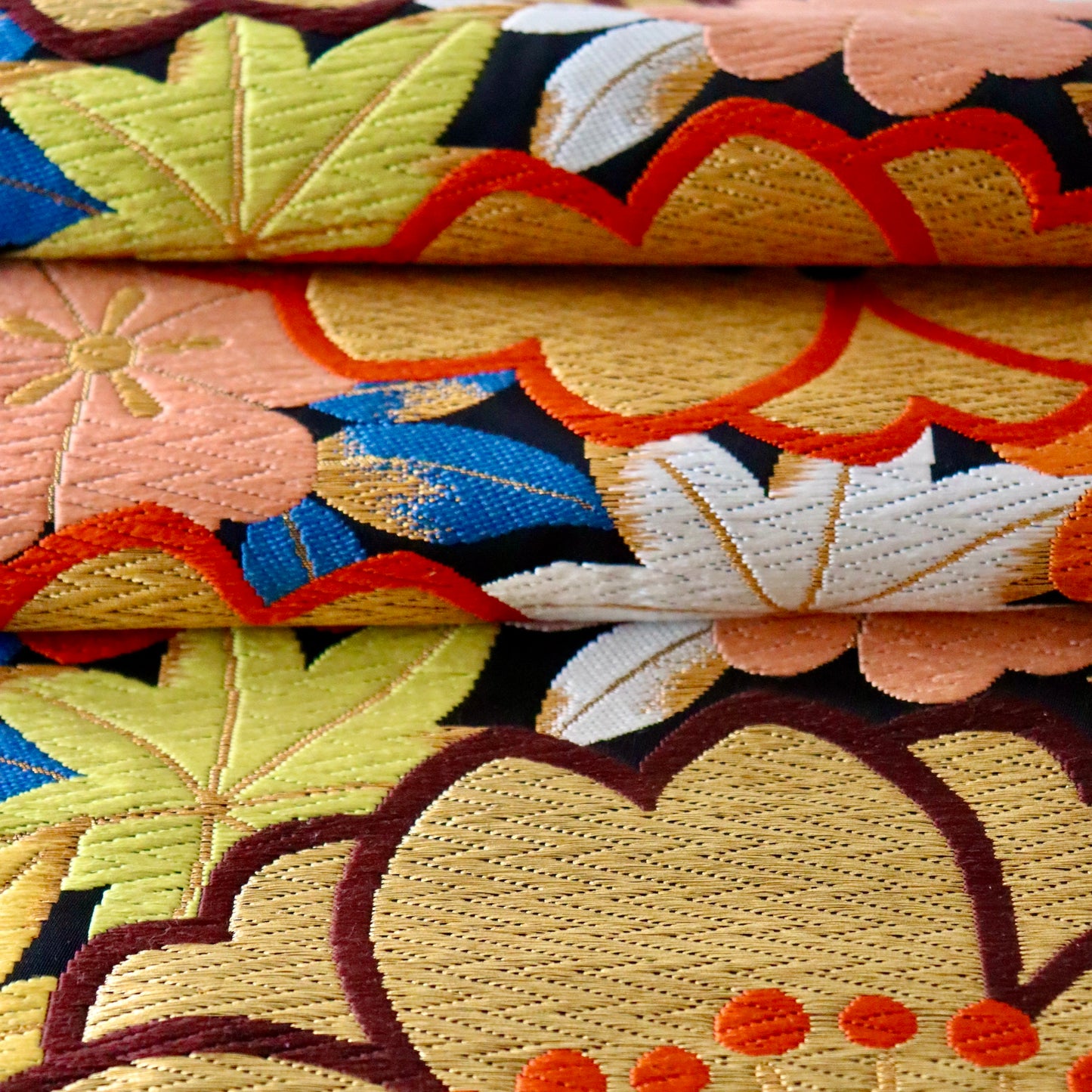 袋帯「延寿雲錦文」河合美術織物