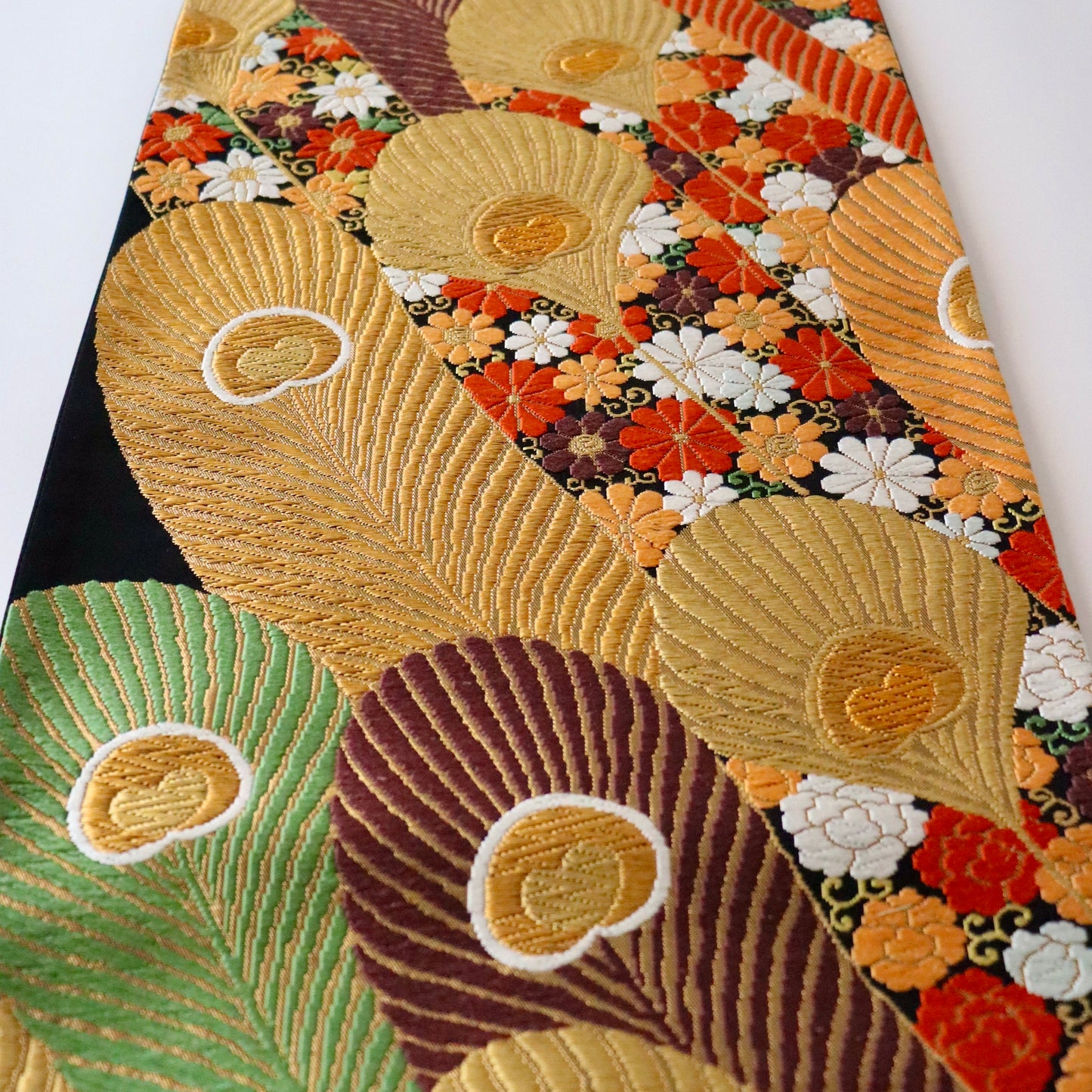 袋帯「雅孔雀小花文」河合美術織物