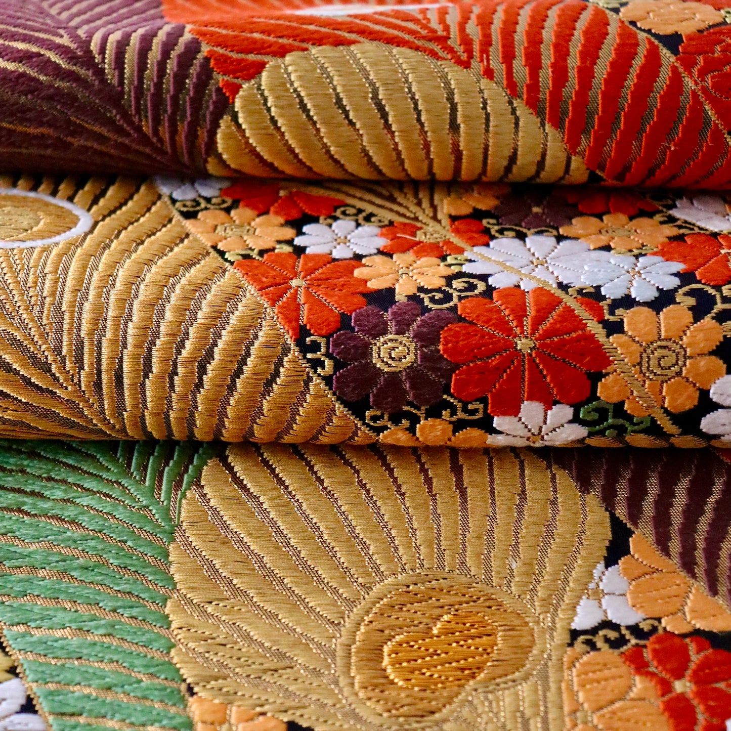 袋帯「雅孔雀小花文」河合美術織物