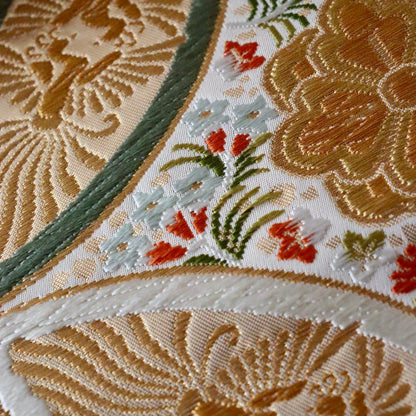 袋帯「彩七宝寿蝶華文」河合美術織物