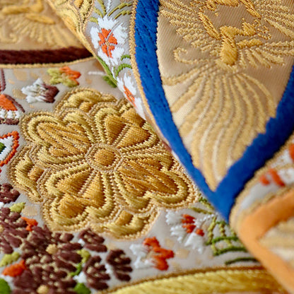 袋帯「彩七宝寿蝶華文」河合美術織物