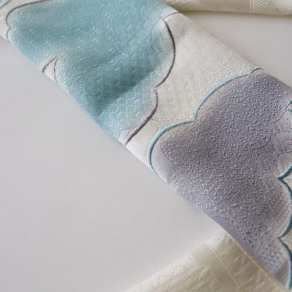 帯揚げ「雲三色暈し雲取横振刺繍 - blu-gr」和小物さくら