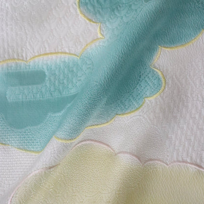 帯揚げ「雲三色暈し雲取横振刺繍 - yel-pnk」和小物さくら