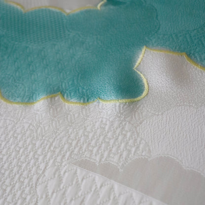 帯揚げ「雲三色暈し雲取横振刺繍 - yel-pnk」和小物さくら