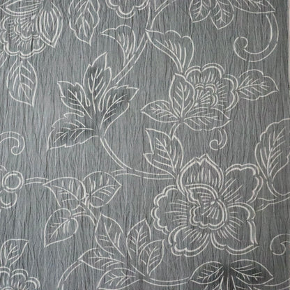 小千谷ちぢみ「型染  - 葡萄唐花」紺仁