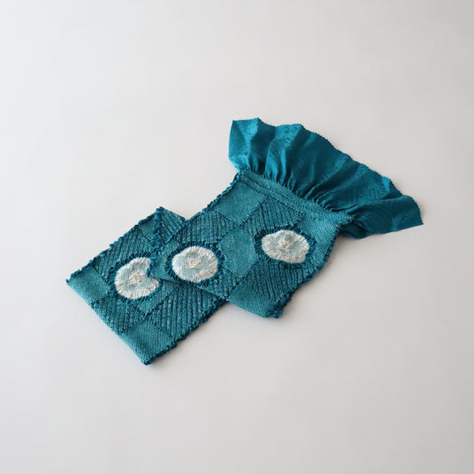 絞染め帯揚げ「市松梅 - turq」和小物さくら