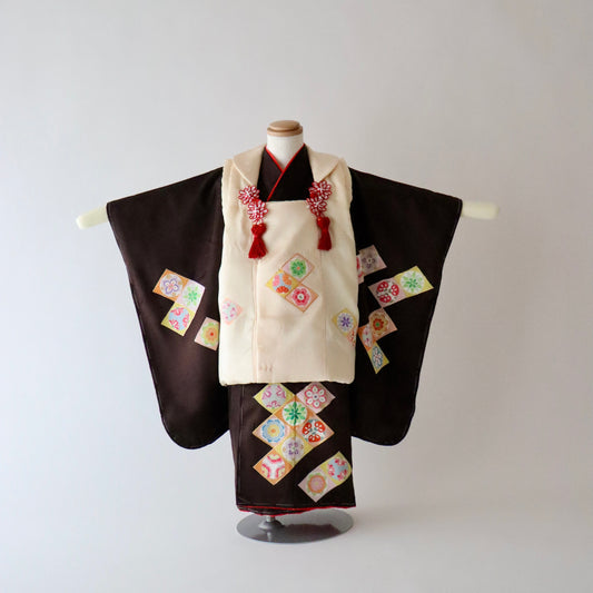 三歳 御祝着セット「友禅 菱文繋ぎ」