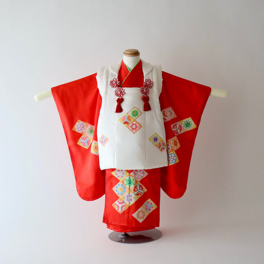 三歳 御祝着セット「友禅 菱文繋ぎ」